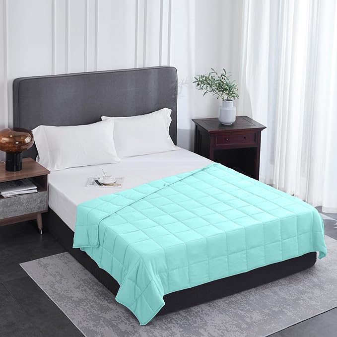 L'AGRATY Weighted Blanket - 60"x80" 15lbs Cooling Breathable Heavy Blanket Microfiber Material with Glass Beads for Adult All-Season Summer Fall Winter Soft Thick Comfort