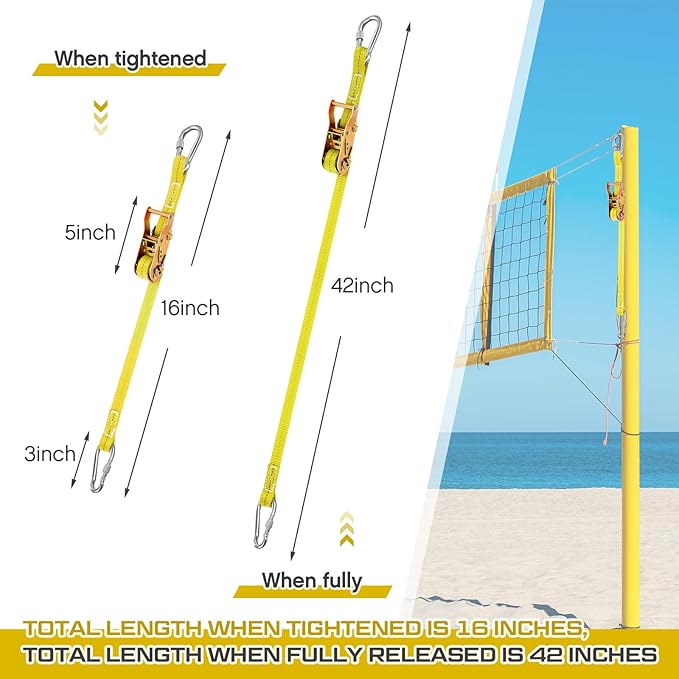 2 Pcs Volleyball Net Ratchet Strap Heavy Duty Net Tensioning Lever Ratchet Volleyball Poles Rope Tightener