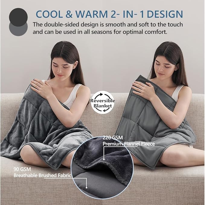 L'AGRATY Weighted Lap Blanket 7lb: Small Weighted Blankets for Adults Portable Travel - Cooling Pad Blanket for Relaxation Sleeping - Cozy Lap Washable All-Season(29" x 24")