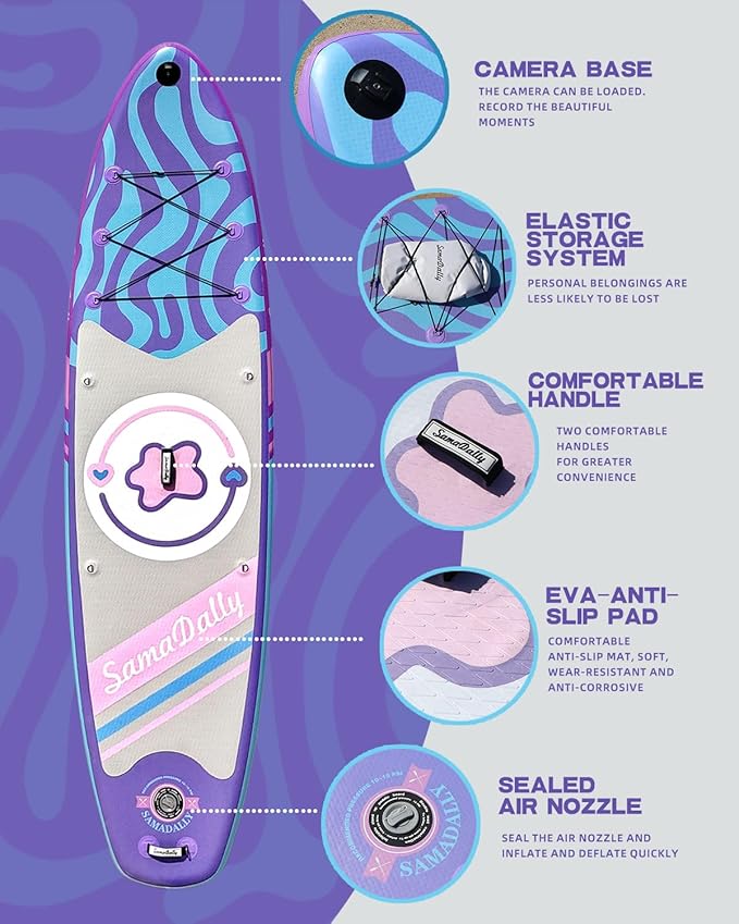 11'Stand Up Paddle Boards Surf Control with Premium SUP Board Accessories Backpack & Removable Fins, 34" Wide Inflatable Paddle Boards of All Skill Levels