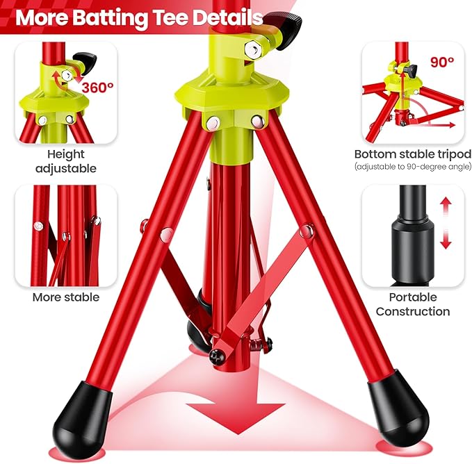 2025 New Upgrade Portable Batting Tee for Baseball/Softball,23.23 to 40.16 Inch Baseball Tee for Kids,Batting Tee,Softball Tee,Youth Hitting Tee,Teeball Tee,Travel Tee,Easy Adjustable Height