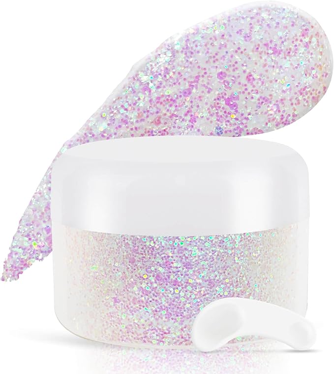 Light Purple Face Glitter Gel,Mermaid Body Glitter Gel,Singer Concerts Music Festival Rave Accessories,Self-Adhesive Sequins Glitter Body Hair Makeup,Sparkling Chunky for Women(Purple),53ML