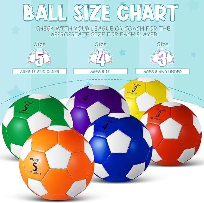 Libima 12 Pcs Soccer Balls with Pump Official Size 3/4/5 Soccer Ball Bulk for Child Adult School Sport Training Practice Christmas Operation