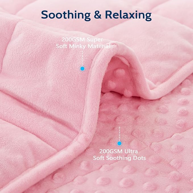 L'AGRATY Weighted Blanket for Adult - 48"x72" 20lbs Minky Dots Heavy Blanket with Glass Beads: Soft Breathable for All-Season Summer Fall Winter Thick Comfort for Sleeping