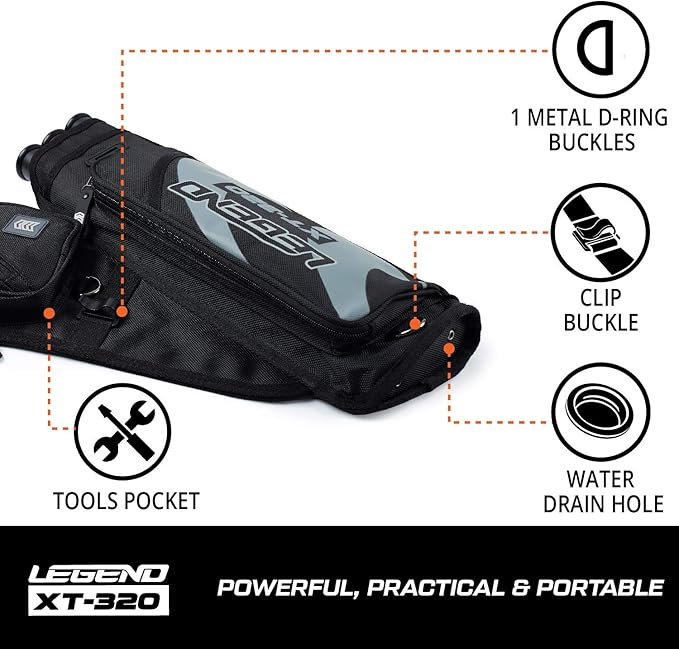 LEGEND XT320 Archery Quivers - Nylon Hip Quivers with 3 Arrow Tube Cases for Target Shooting - Adjustable Waist Belt, T-Slot, Storage Compartments for Accessories, Gear, Tools, Release Tab, Score Card