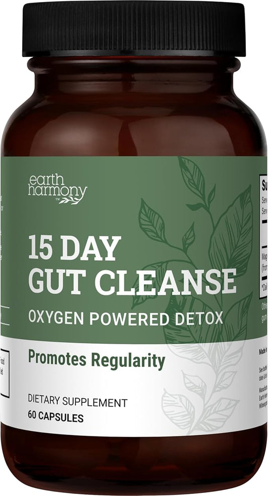 15 Day Gut Cleanse Detox For Women and Men - Vegan, Non-GMO Ingredients For Waist Loss and Constipation Relief With A 15 Day Cleanse Gut Support Without Cramping, As Seen On TikTok (60 Capsules)