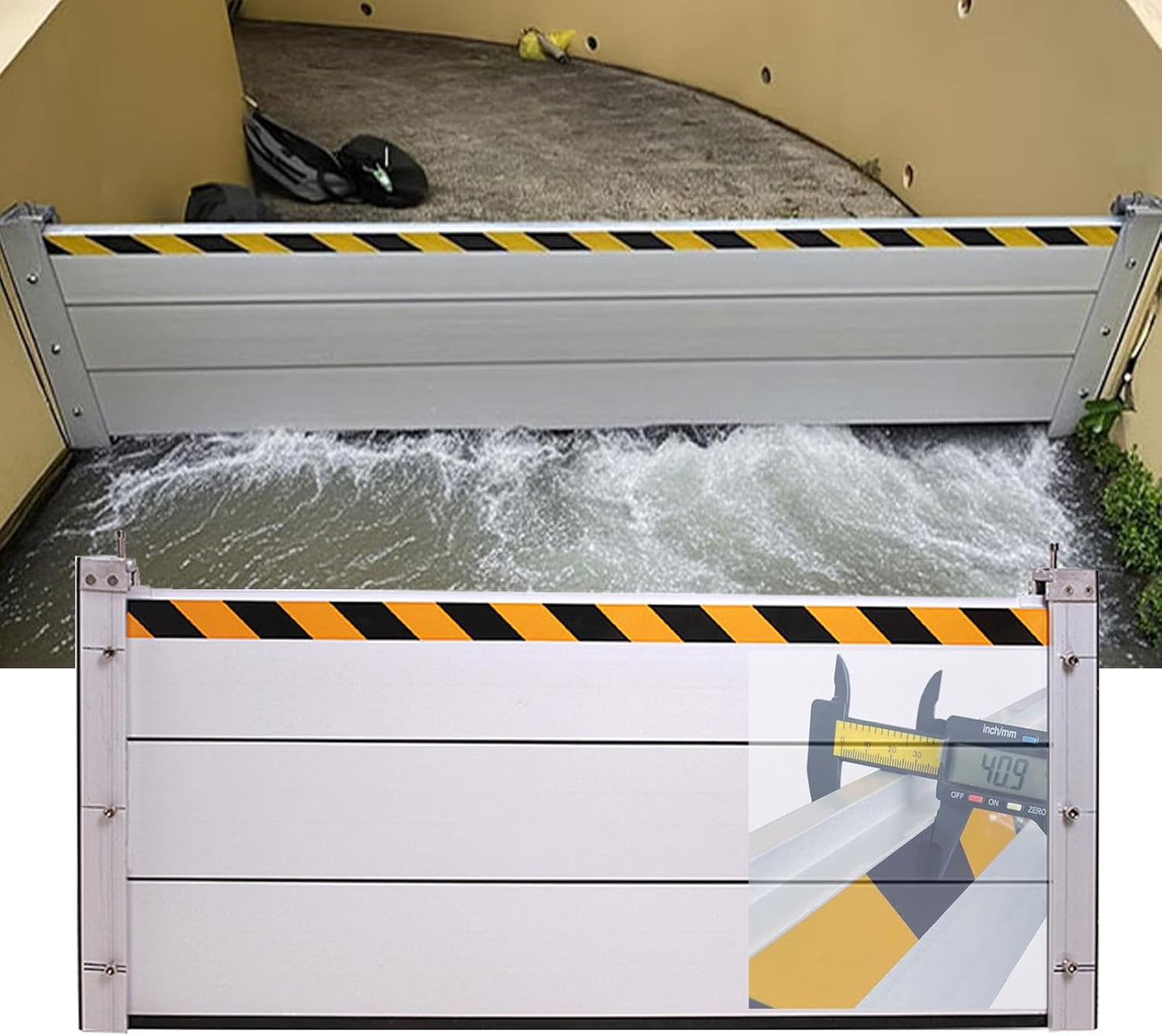 Reusable Heavy Duty Aluminum Flood Barriers for Home Exterior, Flood Protection Barriers Water Barrier Door Quick Detachable Garage Doors Detachable Mobile Rain Water Baffle (H 7.9 inch L 1FT)