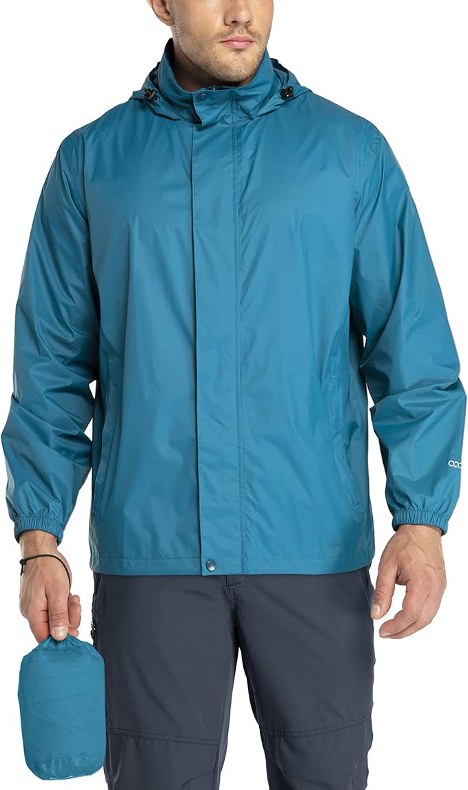 33,000ft Packable Rain Jacket Men's Lightweight Waterproof Rain Shell Jacket Raincoat with Hood for Golf Cycling Windbreaker
