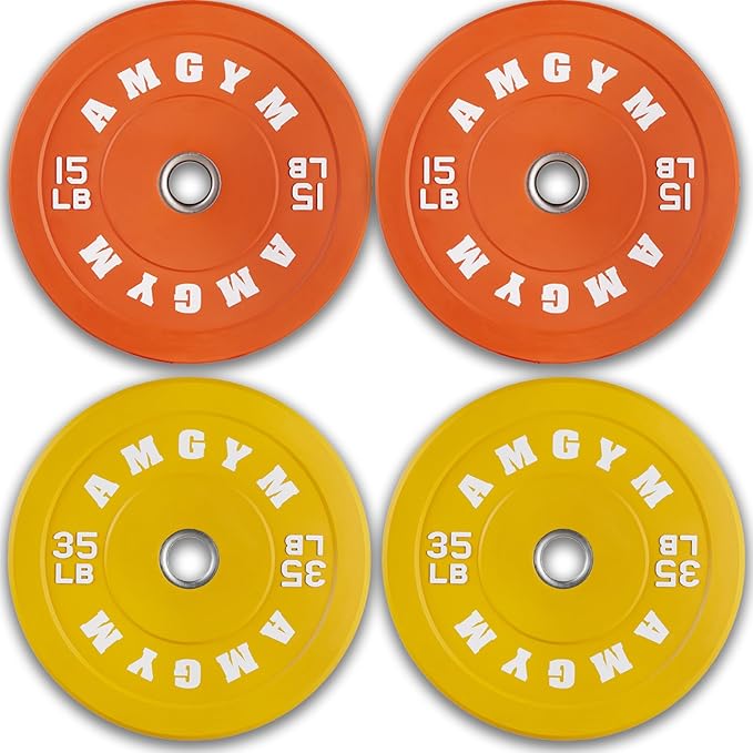 2 Inch Bumper Plates，10-500lbs，Barbell Rubber Olympic Weight Plates Set for Home Gym, Strength Training & Weight Lifting, Multiple Options Colors