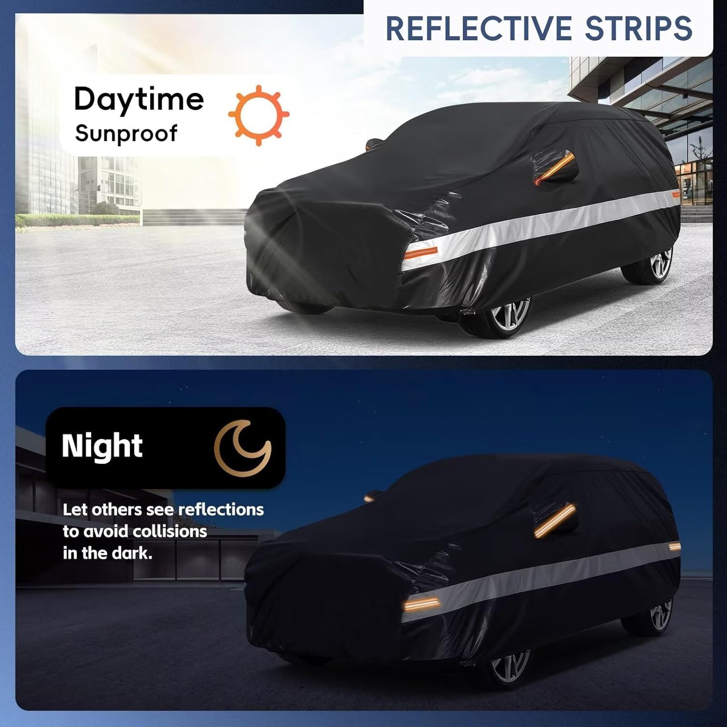 10 Layers SUV Car Cover Custom Fit for Buick Enclave (2007-2025), Waterproof All Weather for Automobiles, Outdoor Full Cover Sun Dust Rain Protection with Cotton. Black