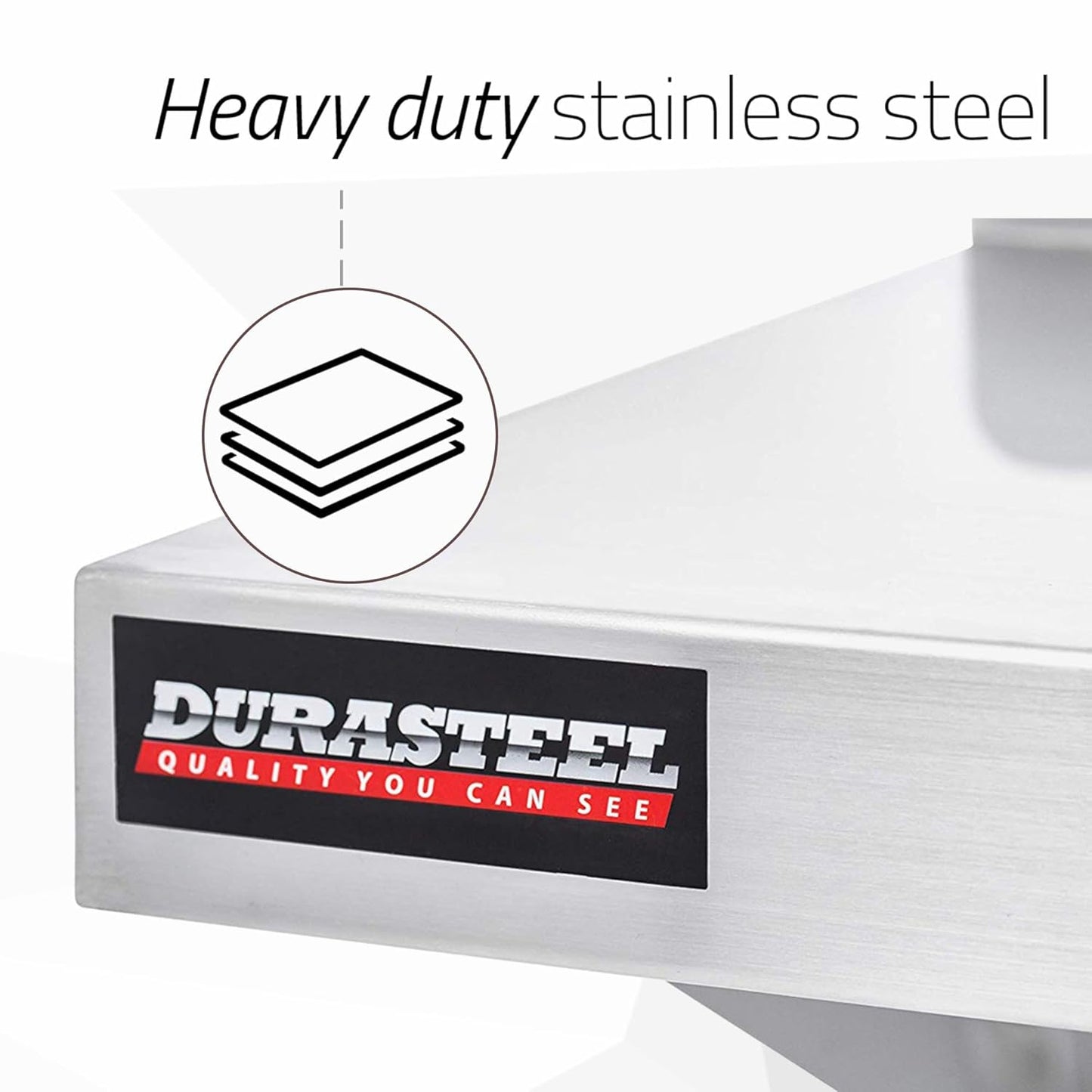 DuraSteel Stainless Steel Wall Mount Shelf 60" Wide x 14" Deep Commercial Grade - NSF Certified - Good for Restaurant, Bar, Home, Kitchen, Laundry, Garage and Utility Room