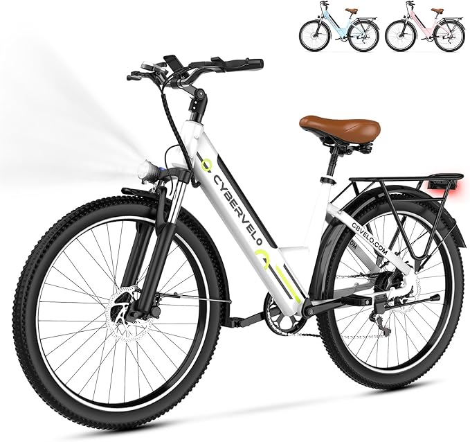 1000 Peak Electric Bike for Adults,up 80 Miles Removable Battery Ebike, 26" Electric E Bike with 7-Speed,Adult Electric Bicycles for Commute Beach Snow Womens All Terrain