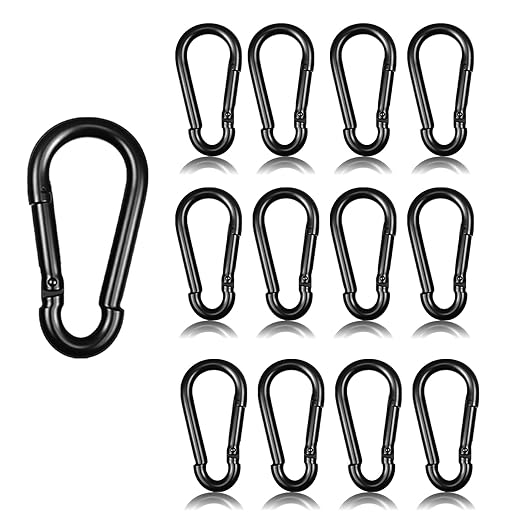 20PCS M5 Black Carabiner Clip, 3/16Inch Snap Hook Quick Link Small Clips, 2'' Spring Carabiner Link Buckle for Fishing Camping Hammock Dog Leashes-220LBS Holding Capacity