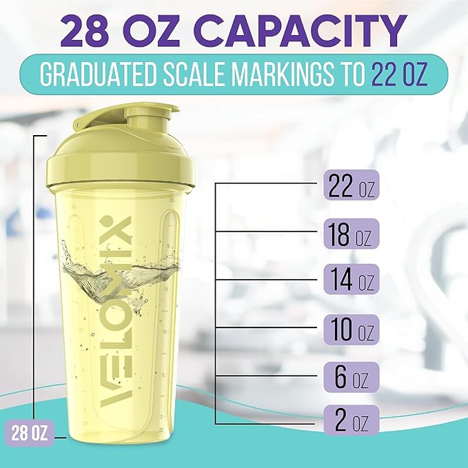 '-6 PACK- 28 oz Protein Shaker Bottle for Protein Mixes - 6x Wire Whisk | Leak Proof Shaker Cups for Protein Shakes | Protein Shaker Bottle Pack | Protein Shake Cup (Pastel Power Series)