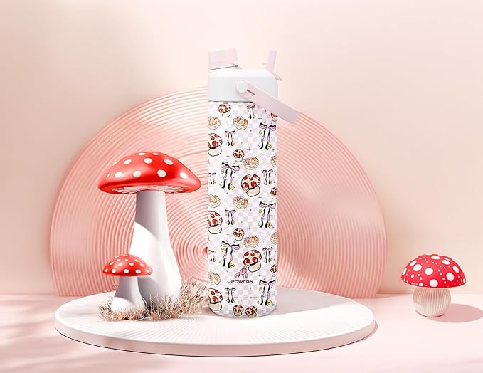 26 oz Insulated Water Bottle with 2-in-1 Straw and Spout Lid, Keep Cold 24H, Leak-Proof, Fits in Car Cup Holder, Stainless Steel Water Bottle for Sports, Travel, Gym, and School (Mushie Belle)