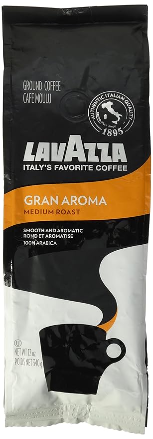 Lavazza 7509 Gran Aroma Ground Coffee, Medium Roast, 12 oz Bag