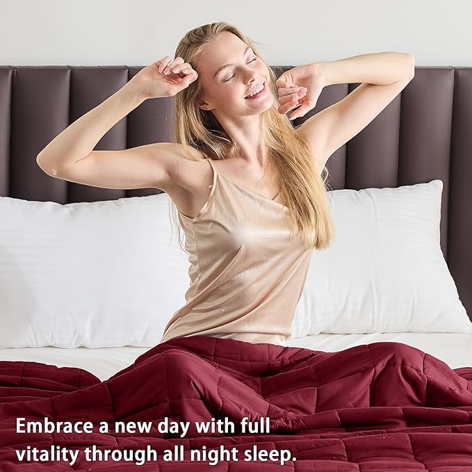 King Size Weighted Blanket for Adults (30 lbs, 80” x 87”, Red Grey) Cooling Heavy Blanket for Sleeping Perfect for 290-310 lbs, Breathable Blanket for Adults & Couple All Season, Machine Washable