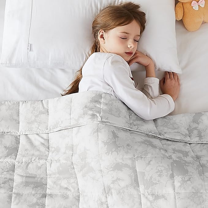 L'AGRATY Weighted Blanket - 40"x60" 7lbs Cooling Breathable Microfiber Material with Glass Beads Small Blanket for All-Season Summer Fall Winter Soft Thick