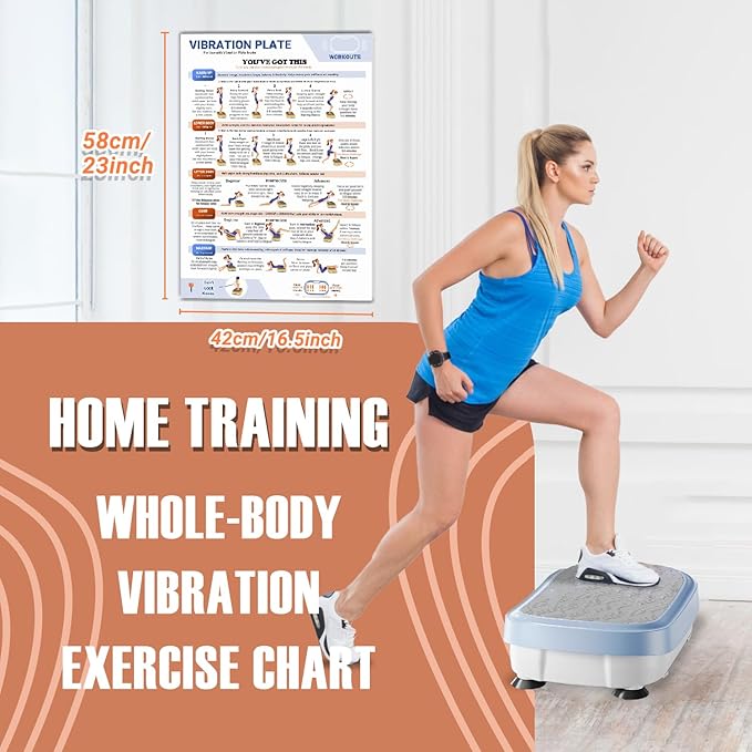 2 packs Vibration Plate Exercise Poster, 30 Day Workout Chart for Fitness Training