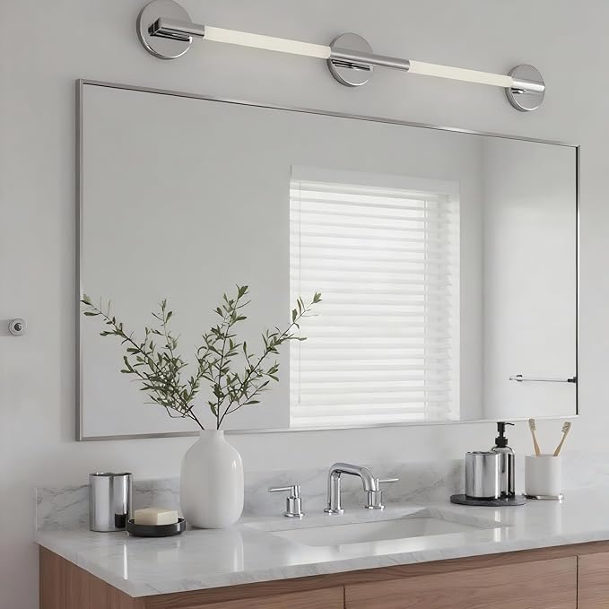 20x40 Inch Nickel Bathroom Mirror for Wall, Aluminum Frame Rectangle Rectangular Vanity Mirror, Modern Large for Bedroom, Living Room, Horizontal or Vertical