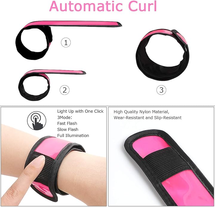 LOBKIN Safety Bracelets, LED Slap Armband Kids Walking at Night Safe LED Light Wrist Light Reflective Belt, Magic Band Running Lights for Runners