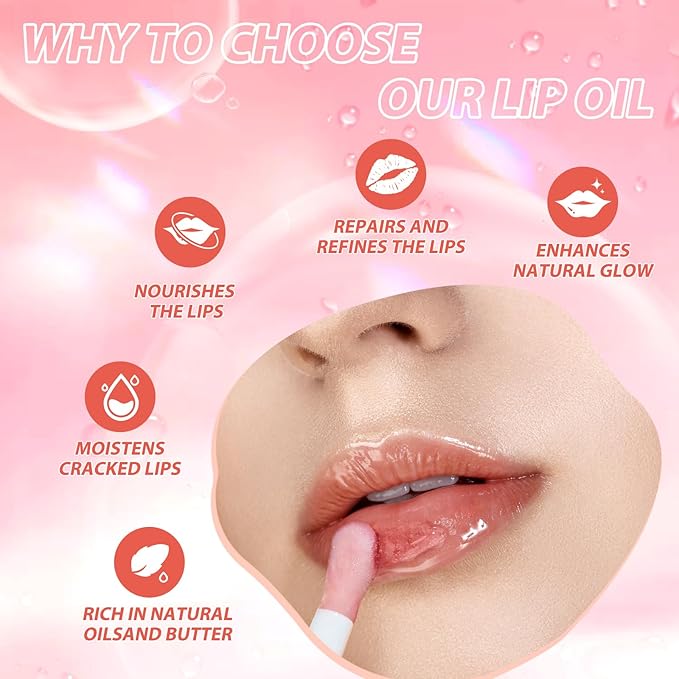 LANGMANNI Moisturizing Lip Oil,No-Sticky Lip Gloss Lip Balm Lip Care,Fruit Flavoured Lip Oil For Dry Lip's Moisturizing Hydrating And Nourishing ((Green Apple))
