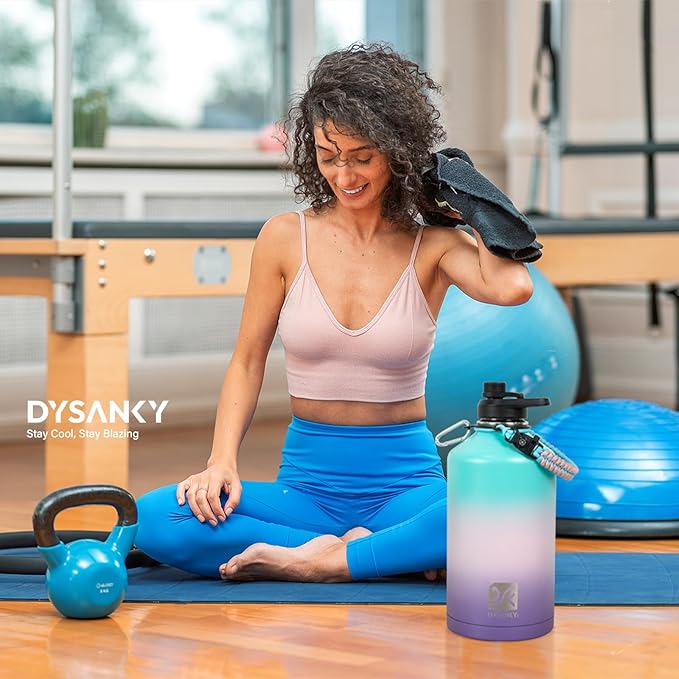 1 Gallon Water Bottle Insulated | Thickened Stainless Steel Vacuum Metal Water Jug | Portable Sports Large for Gym and Hiking with Straw, Carrier Bag, Handle Strap | BPA-Free 128 oz