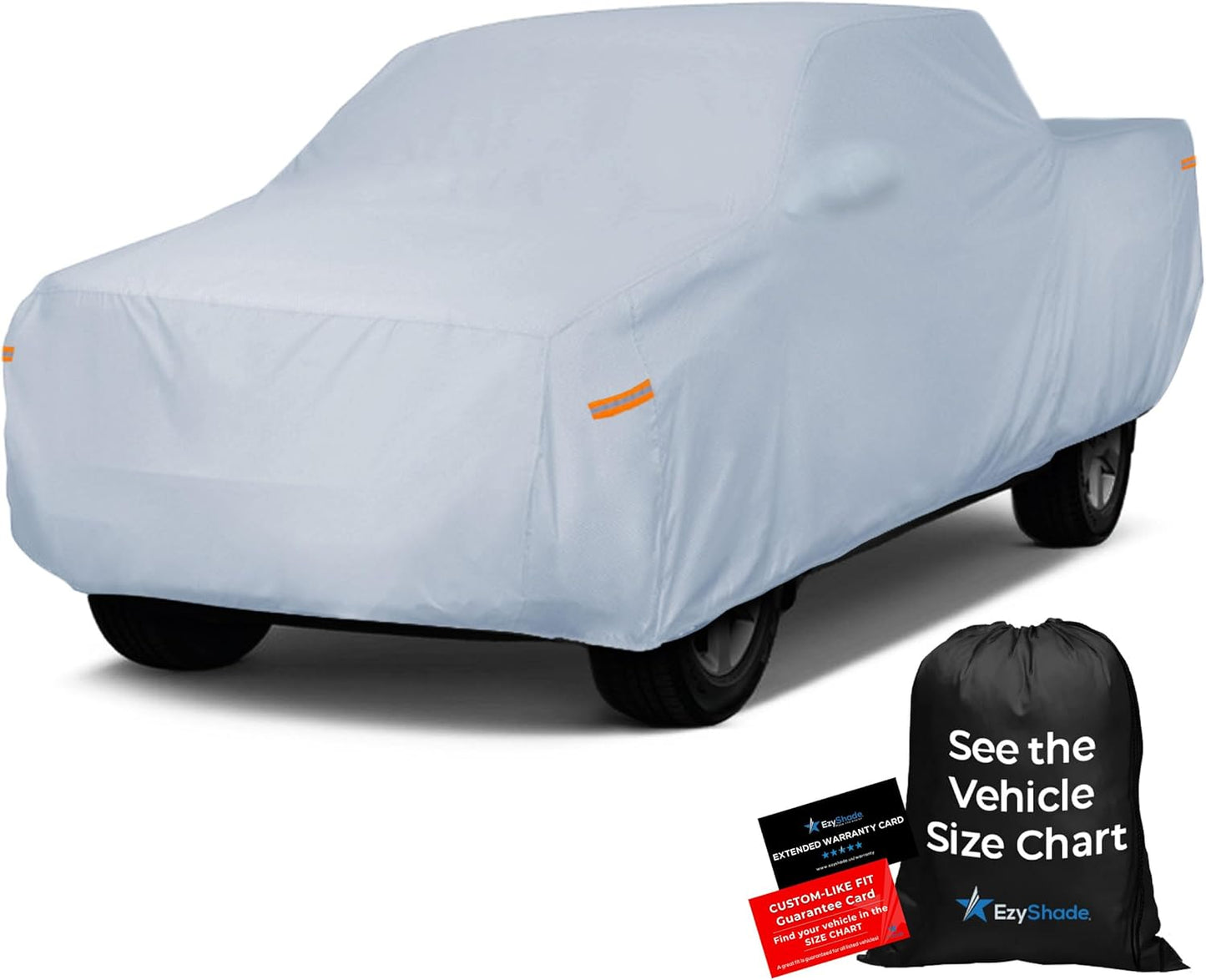 EzyShade 10-Layer Truck Cover Waterproof All Weather. See Vehicle Size-Chart for Accurate Fit. Full Outdoor Pickup Truck Covers Chevy Silverado F250 F350 RAM. Sun Wind Rain. Size T6 (See SizeChart)
