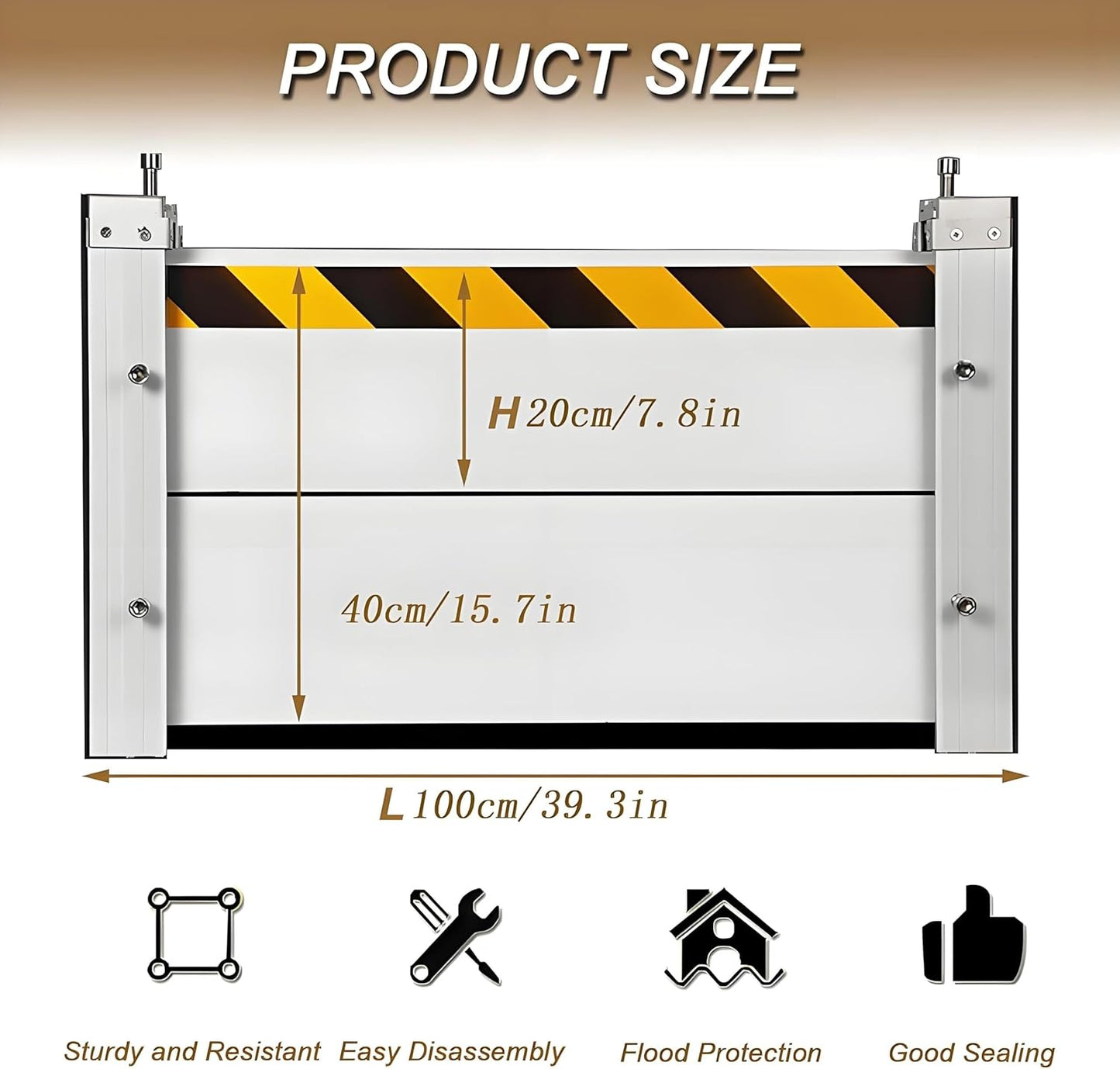 Flood Barriers for Home Exterior,Aluminum Alloy Outdoor Garage Doors Water Barriers for Flooding(H7.9Inch,L5.5FT)