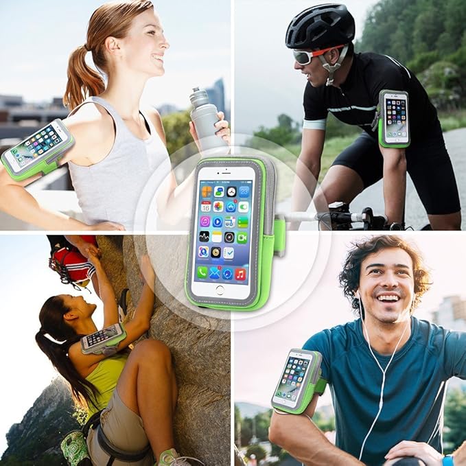 LENPOW Multifunctional Outdoor Sports Armband Sweatproof Running Armbag Casual Arm Package Bag Gym Fitness Cell Phone Bag Key Holder for iPhone 16 15 14 13 12 Pro MAX Plus Samsung Galaxy Note S24 S23