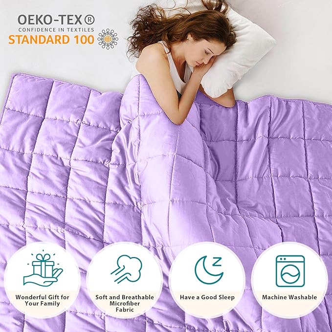 L'AGRATY Weighted Blanket - 48"x72" 20lbs Cooling Breathable Heavy Blanket with Glass Beads for Adult All-Season