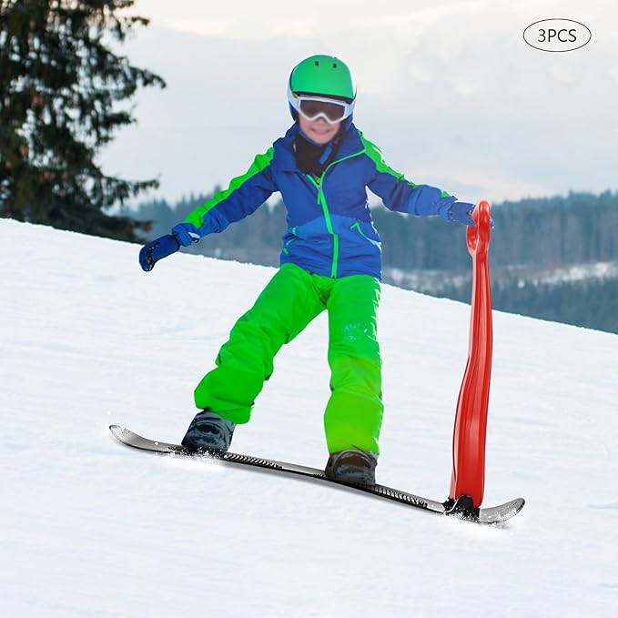 3 Pack Ski Scooter, Snow Sled, Fold-up Snow Scooter for Skiing (Black, Red)