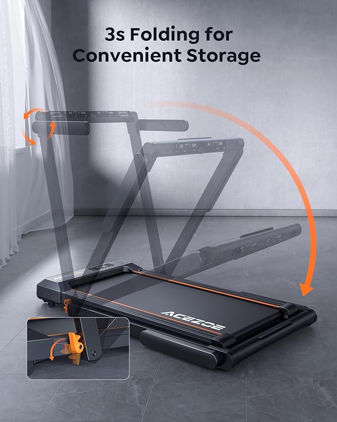 2 in 1 Folding Treadmills for Home Small Office, 2.5HP Walking Pad Treadmill with Handle Bar, 300lbs Capacity, Copmact Protable Treadmill with Smart APPs, 12 HIIT Modes and Touch Screen
