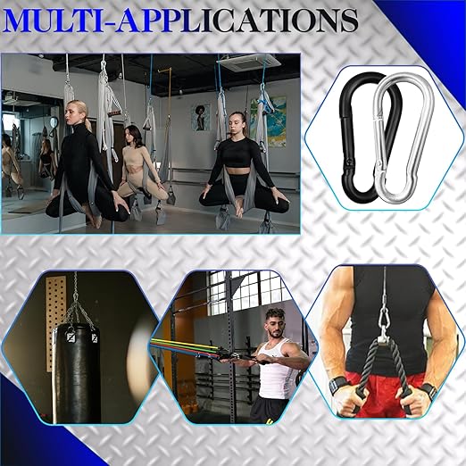 200Pcs 2.36" Heavy Duty Snap Hook Carabiners - M6 Galvanized Steel Quick Links for Keys, Hammocks, Swings, Outdoor Gear - Camping, Hiking, Fishing (Black)