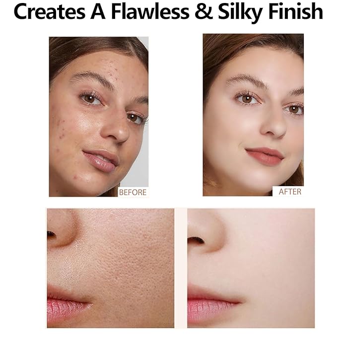 2 Pack Bio Foundation 4 in 1 Light Spectrum, Anti-Wrinkle Color Changing Full Coverage Concealer Foundation, SPF50+ Long-Wearing & Waterproof for Sport, Dancing, Outside-30ML