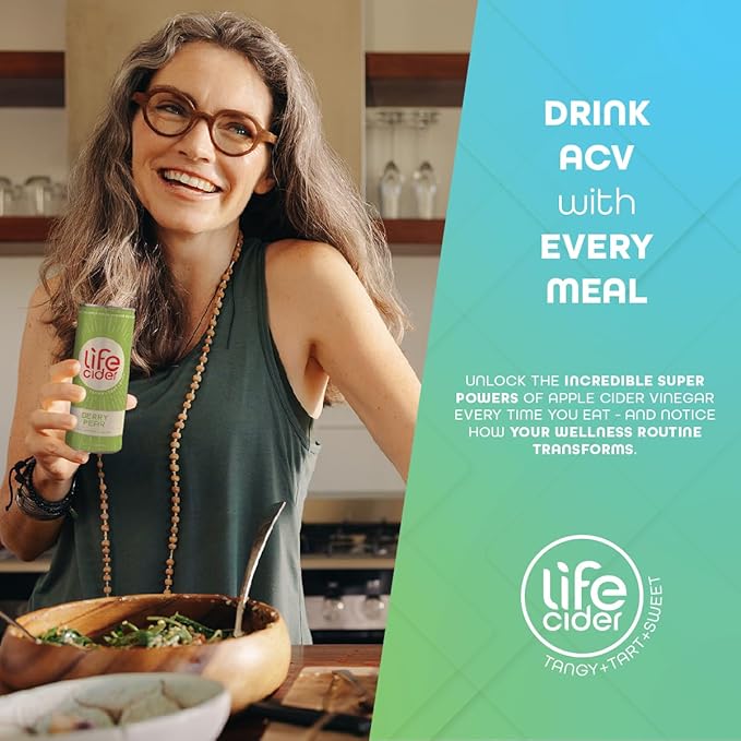Life Cider | 12 Pack (12 Fl Oz) | Black Cherry | Sparkling Apple Cider Vinegar Beverage | Aids Digestion & Immune System | Vitamin C, D3, Zinc, B12
