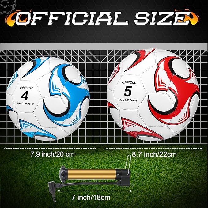 Lenwen 12 Pcs Soccer Balls with Pump Bulk Official Size 5 4 3 Kids Teen Adult Indoor Outdoor Sports Soccer Ball Toddler Youth Gift for Training Game Practice Christmas Operation