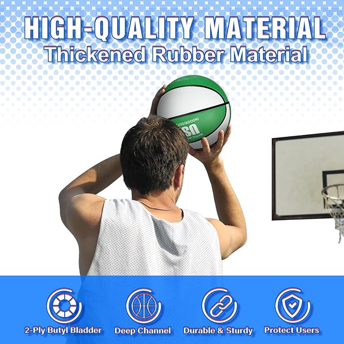 Libima 6 Pcs Official Basketball Indoor Outdoor 2 Color Printed Rubber Basketball with Pump for Game Practice Training Kids Adults Back to School
