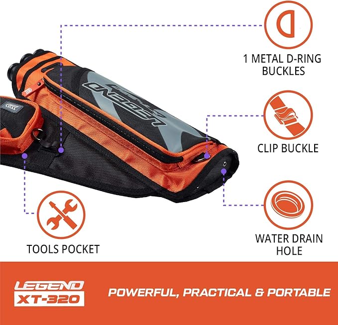 LEGEND XT320 Archery Quivers - Nylon Hip Quivers with 3 Arrow Tube Cases for Target Shooting - Adjustable Waist Belt, T-Slot, Storage Compartments for Accessories, Gear, Tools, Release Tab, Score Card