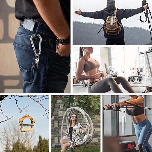 Large Carabiner Clip Hooks, 4pcs 4 inch Carabiners Heavy Duty, 304 Stainless Steel Spring Snap Hook Fits Camping Hanging Hiking Weight Lifting, Metal Clips for Rope or Chain