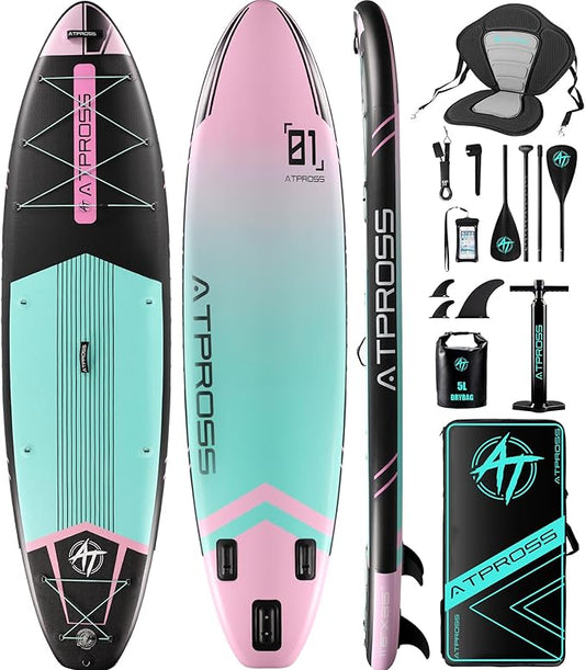 11'6"x35" Inflatable Paddle Board, 450lbs Extra Wide Stand Up Paddleboard for Adults with Premium SUP Accessories Kit & Backpack, Blow Up Kayak Non-Slip Stable Deck Boat for Yoga Fishing Surf