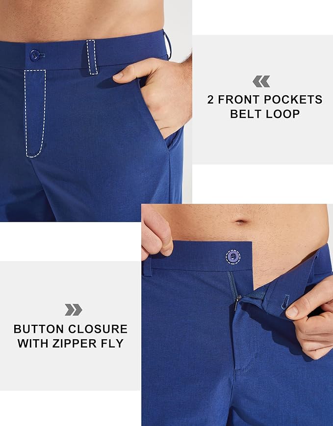 Libin Mens Golf Pants Stretch Work Dress Pants 30"/32"/34" Quick Dry Lightweight Casual Comfy Trousers with Pockets