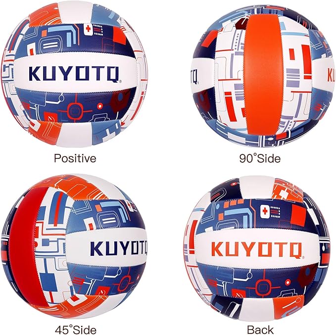 KUYOTQ Official Size 5 in&Outdoor Beach Volleyball,3MM Thickened Surface Soft Leather Youth Womens Mens Volleyball for Game Gym Training(Deflated)