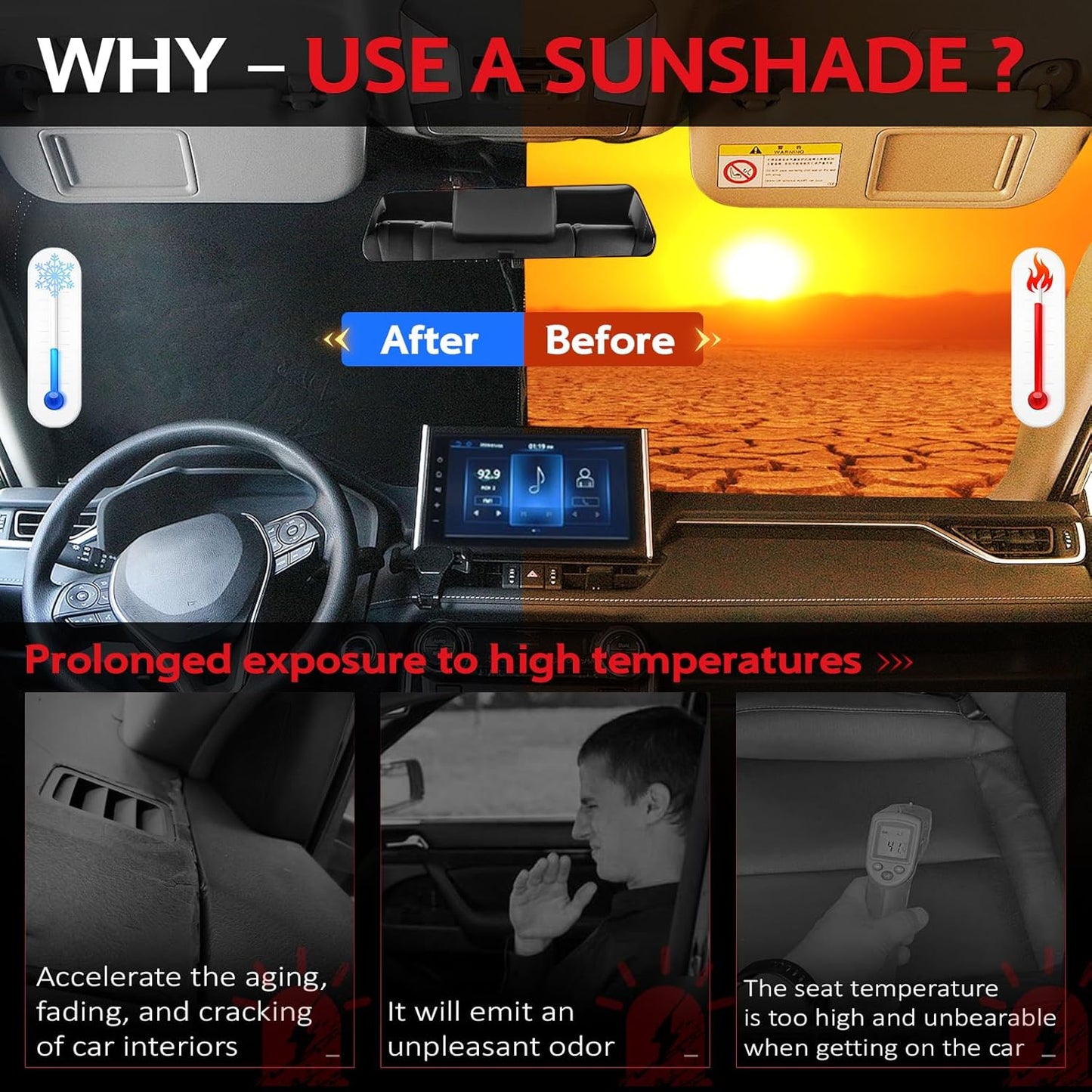 KAYZT Windshield Sun Shade for 2009-2014 Ford F150 Foldable Sunshade Front Window Custom Fit Car Accessories