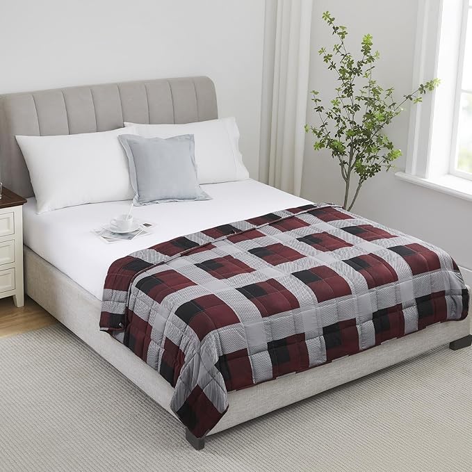 L'AGRATY Weighted Blanket - 60"x80" 20lbs Cooling Breathable Heavy Blanket Microfiber Material with Glass Beads for Adult All-Season Summer Fall Winter Soft Thick Comfort