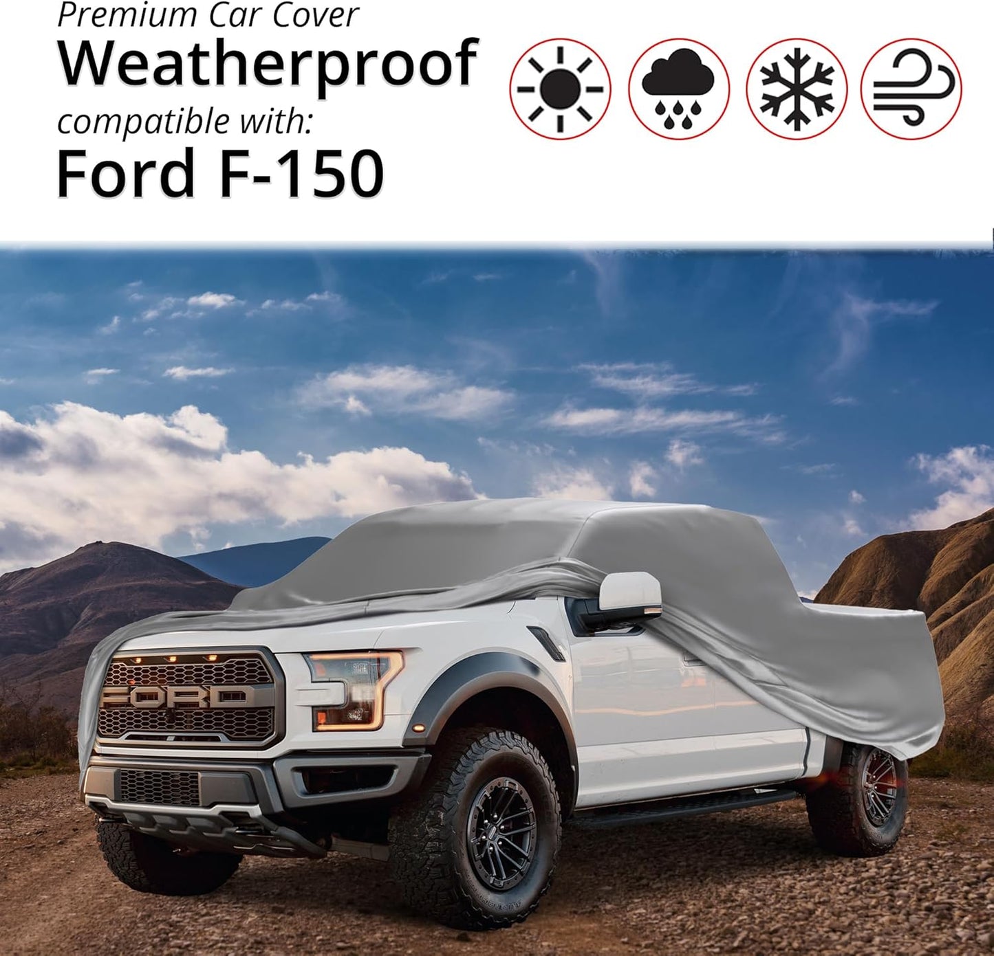 Car Covers Weatherproof Max Truck Cover & Warranty Compatible with Ford 1993-2004 F-150 Regular Cab, 6.5'– Outdoor Cover, Prevents Theft with Cable Lock