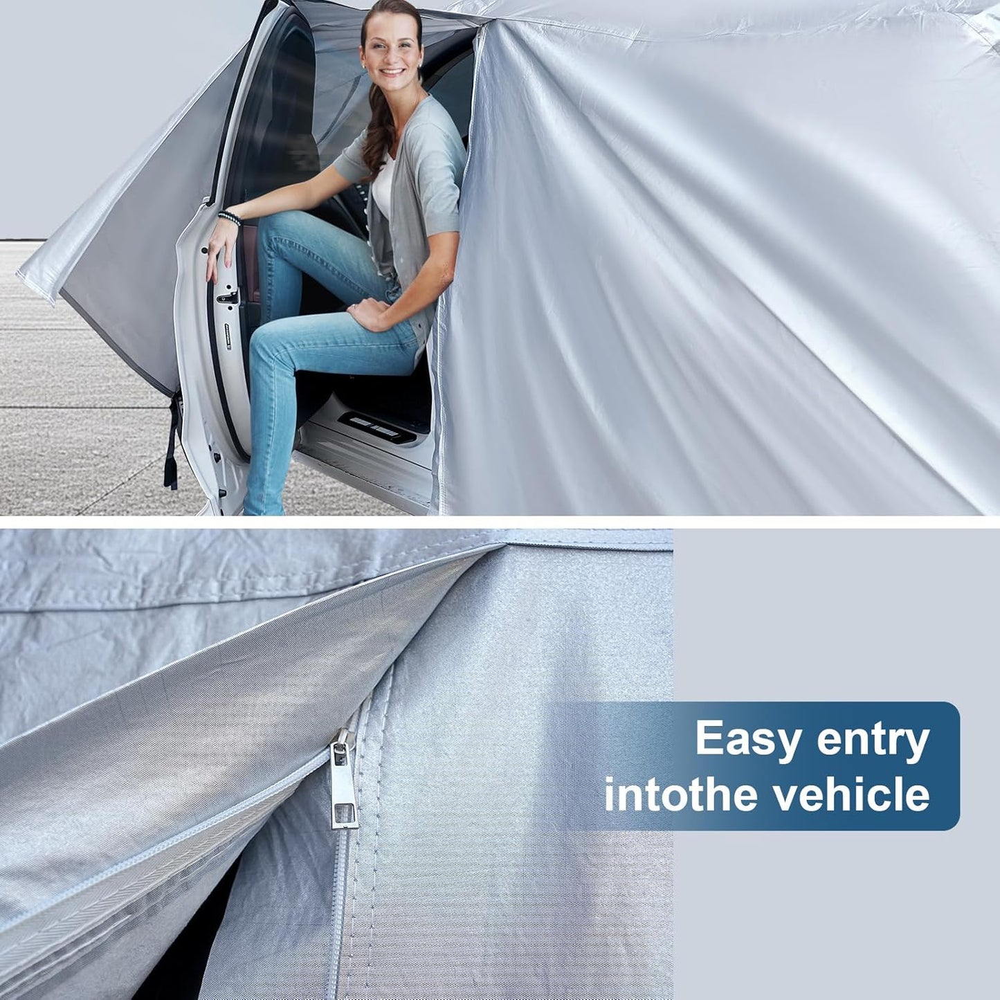 AUQDD 6-Layers Premium SUV Car Cover Waterproof All Weather Weatherproof UV Sun Protection Snow Dust Storm Resistant Outdoor Exterior Custom Form-Fit Full Padded Car Cover with Straps 205"-216" K10