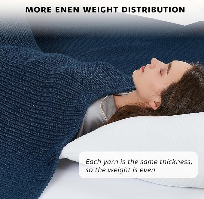 L'AGRATY Knitted Weighted Blanket - 50"x60" 7lbs Cooling Chunky Knit Heavy Blanket for Adults Braided Crochet Throw Thick Cable Yarn Knit Decorative No Beads Evenly Weighted Machine Washable