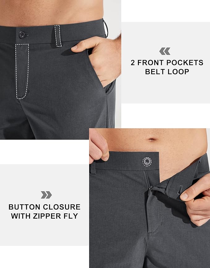 Libin Mens Golf Pants Stretch Work Dress Pants 30"/32"/34" Quick Dry Lightweight Casual Comfy Trousers with Pockets