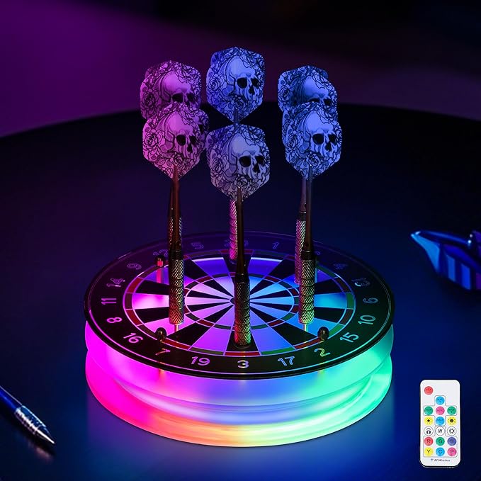 Light Up Dart Holder, Acrylic Dart Holder with Multiple Color Modes and Brightness Adjustment Function with Remote Control, Birthday Christmas Dart Gifts for Men or Darts Enthusiasts